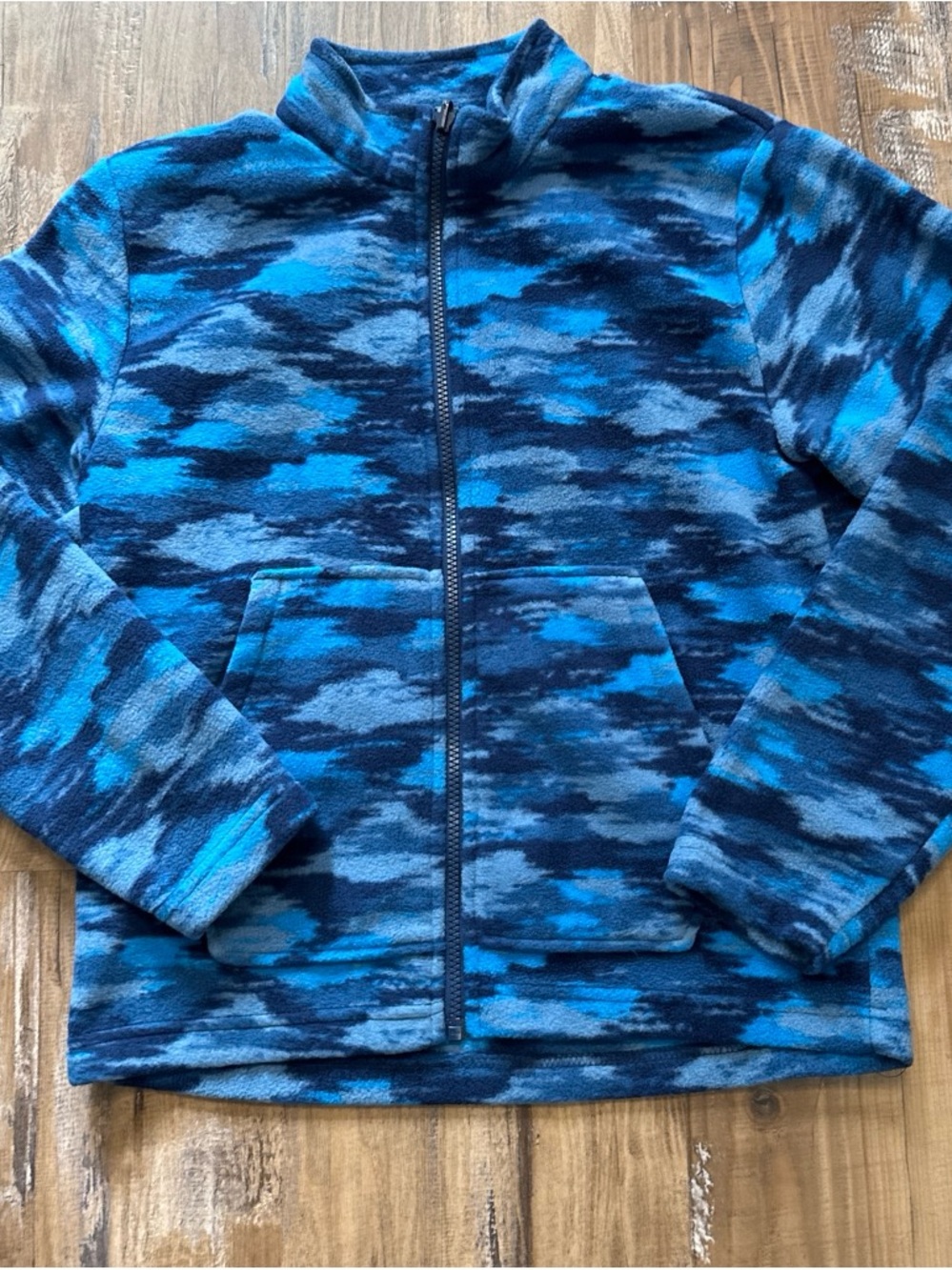 Eddie Bauer Blue Camouflage Zip Fleece Hoodie for Kids
